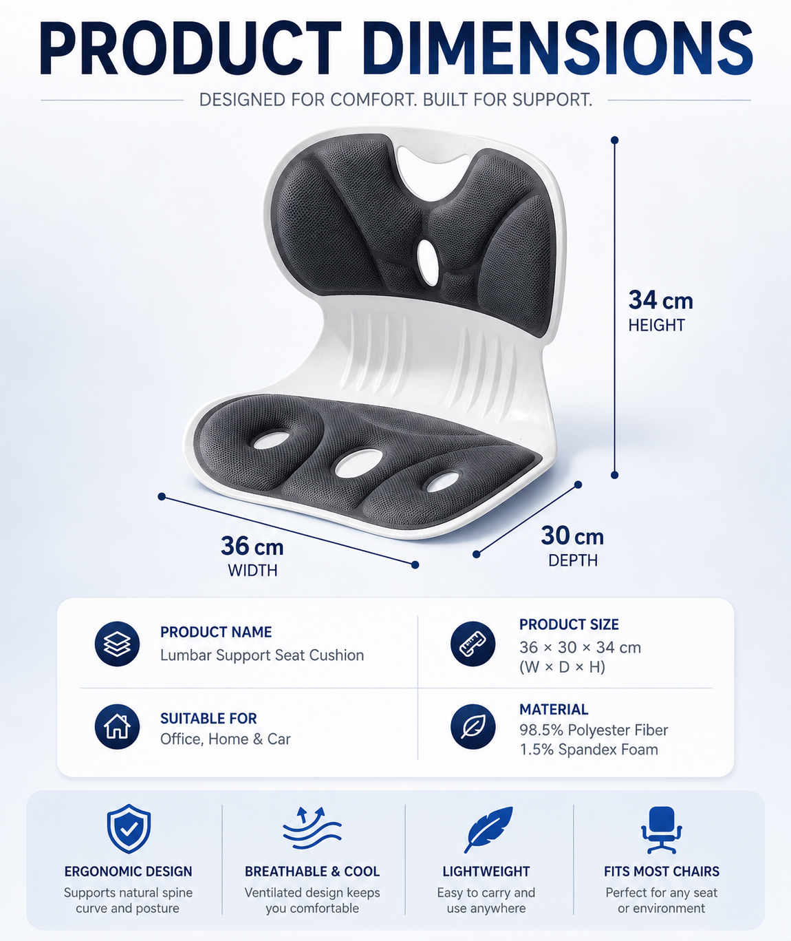 Orynla FlexForm Ergonomic Seat & Lumbar Support