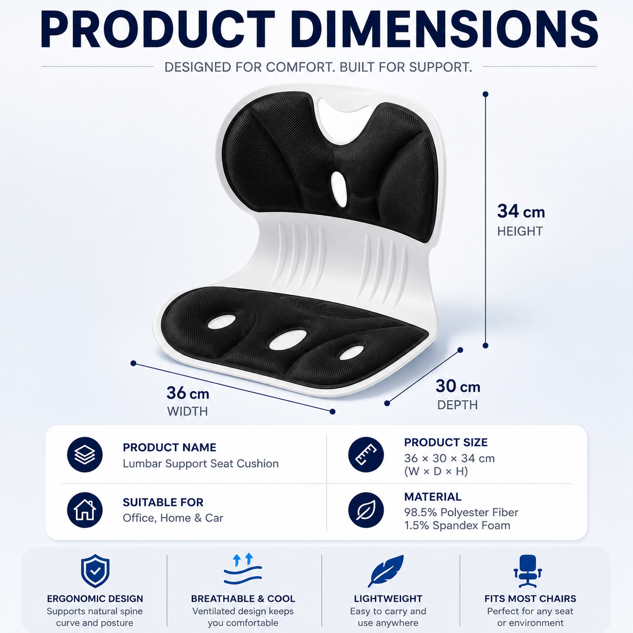Orynla FlexForm Ergonomic Seat & Lumbar Support