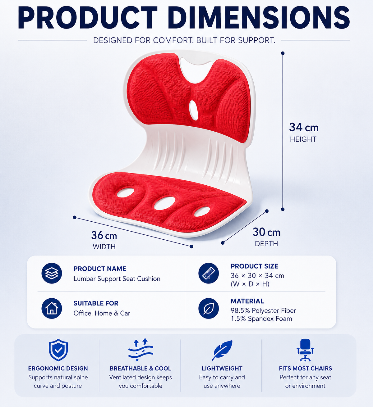Orynla FlexForm Ergonomic Seat & Lumbar Support
