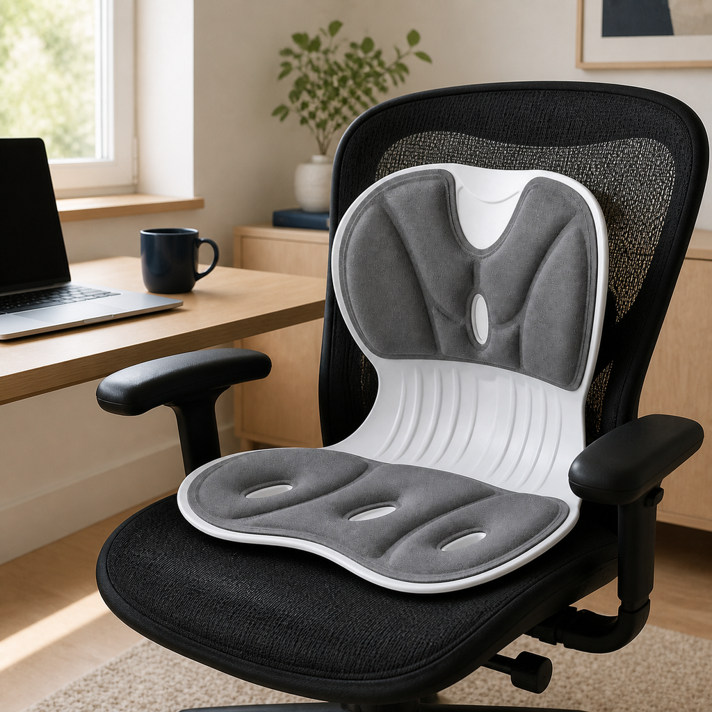 Orynla FlexForm support placed on a modern office chair