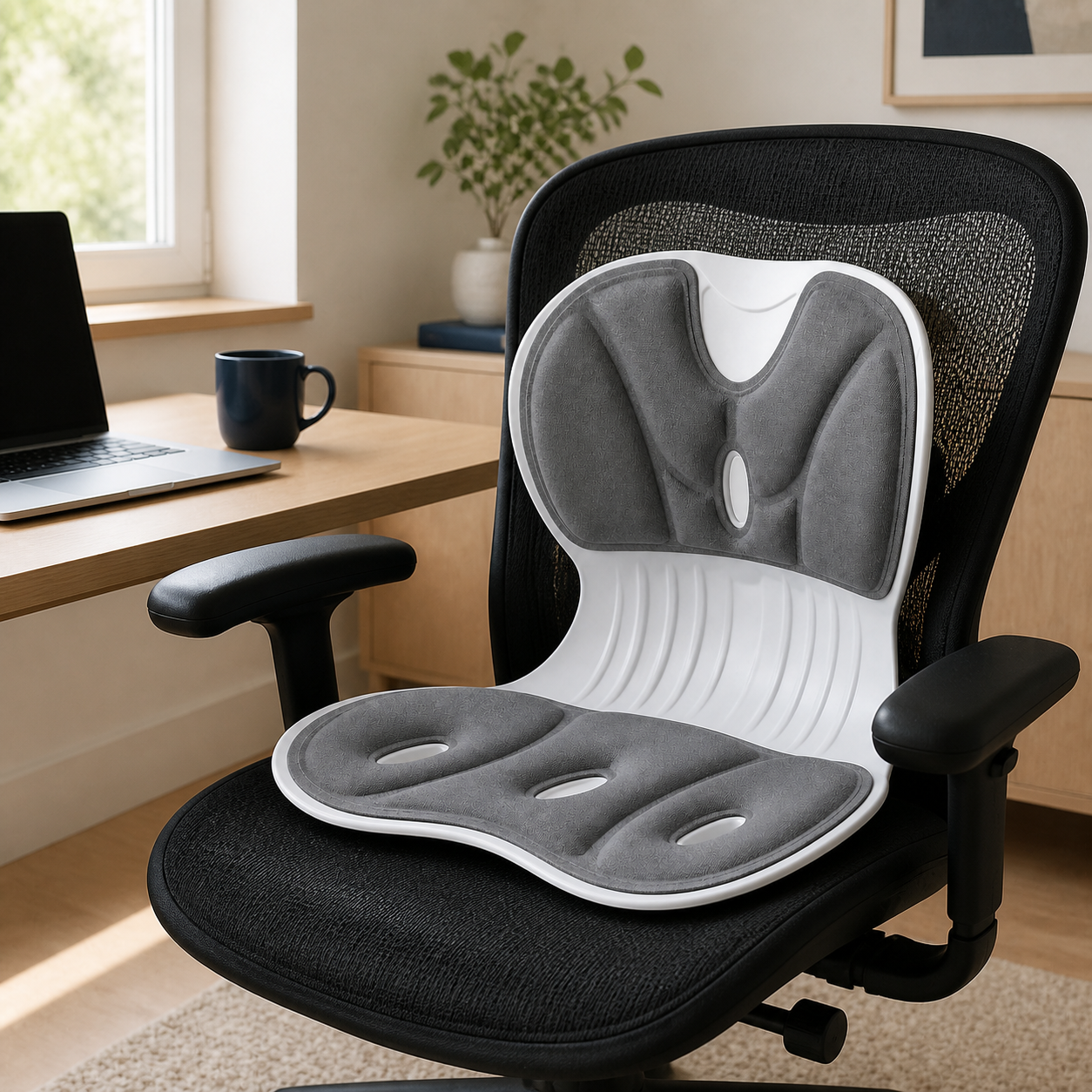 Orynla FlexForm support placed on a modern office chair